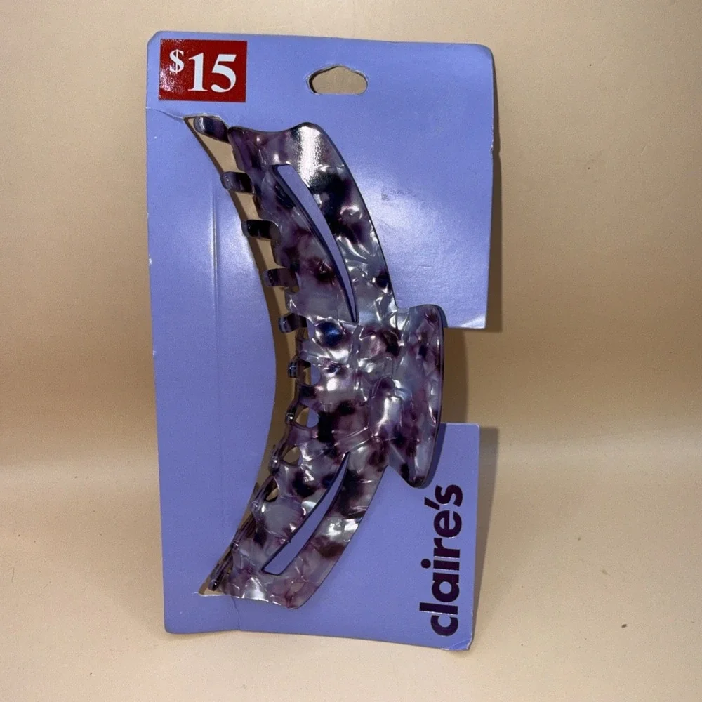 Claire's large marble purple print hair clip claws 5.5